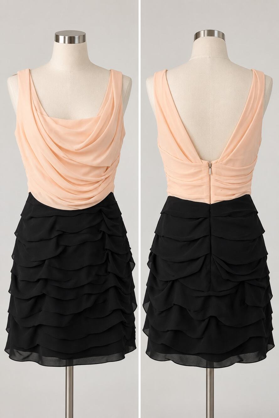 Express Vintage Y2K Dress Womens 6 Black Blush Tiered Ruffle Draped Mini Party